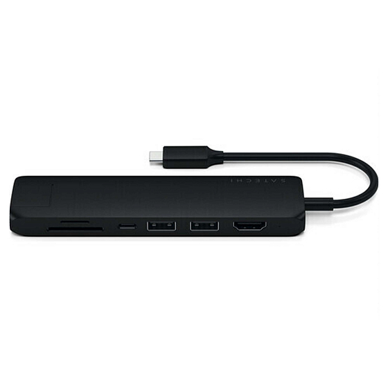 USB HUB Satechi Slim Aluminum Type-C Multi-Port Adapter V2 Black - рис.0