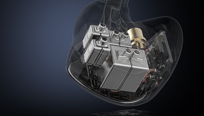 2 драйвера ED mid BA и специальный фильтр для обеспечения точности среднечастотного диапазона