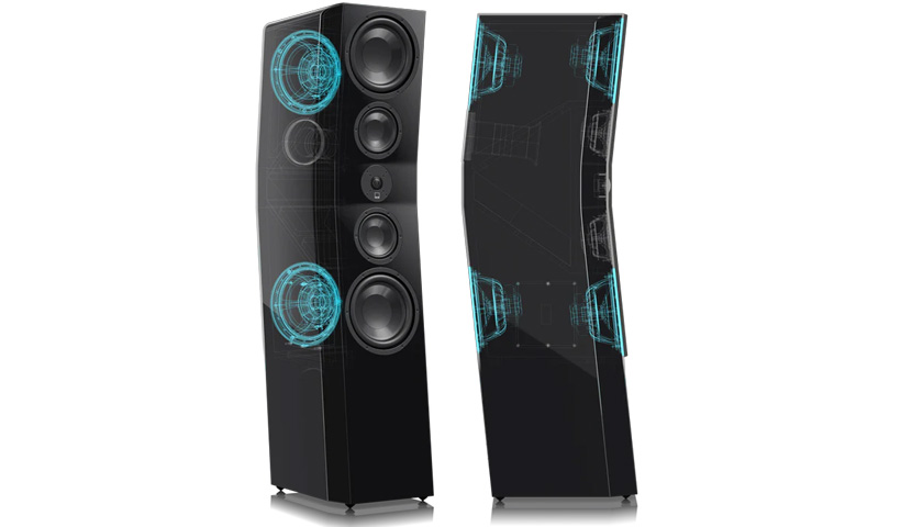 Четыре 8-дюймовых НЧ динамика из стекловолокна со сбалансированным по силе звучания массивом