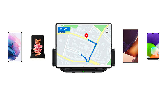 Samsung EP-H5300 — автомобильный держатель со встроенным беспроводным зарядным устройством.