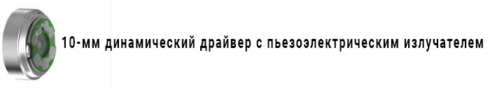 10-мм динамический драйвер с пьезоэлектрическим излучателем