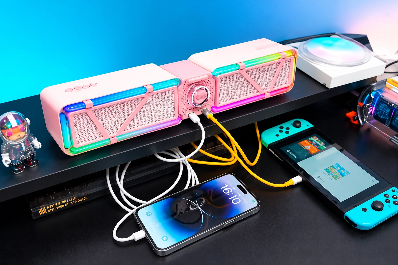 Divoom D-Base — для рабочего стола, компьютерных игр и зарядки гаджетов
