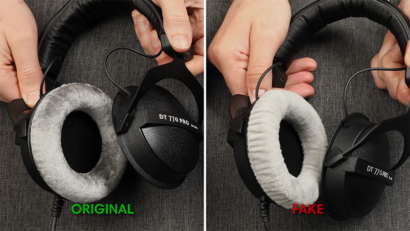 Подделка и оригинал коробка Beyerdynamic DT 770