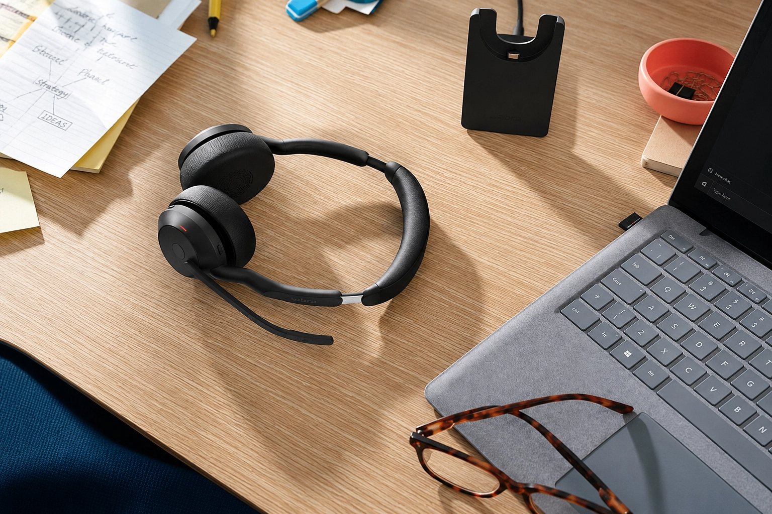 Jabra Evolve2 55 Link380a MS Stereo Stand Black