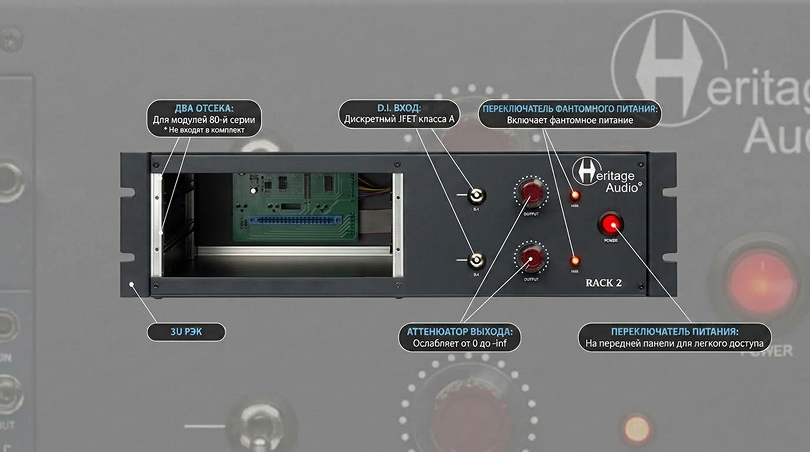 Heritage Audio Rack 2: рэк на два слота для модулей 80-й серии