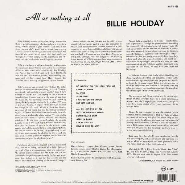 Виниловая пластинка Billie Holiday – All Or Nothing At All - LP - рис.1