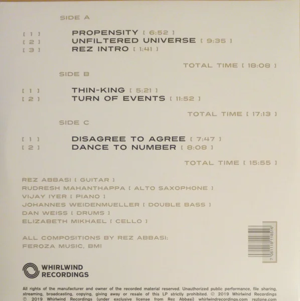 Виниловая пластинка Rez Abbasi – Unfiltered Universe LP - рис.1