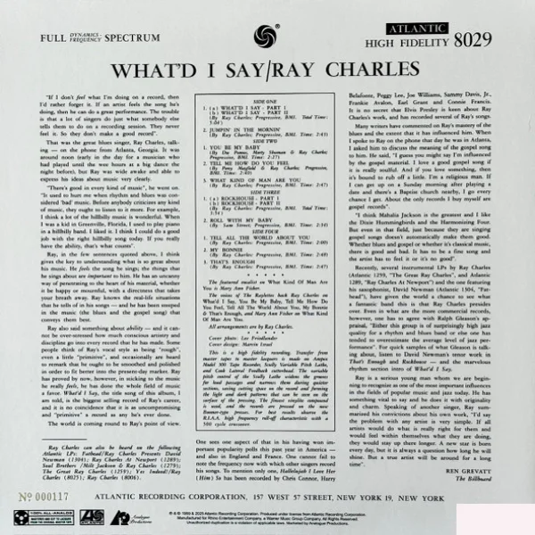 Виниловая пластинка Ray Charles - What'd I Say (Analogue) - 2LP - рис.1