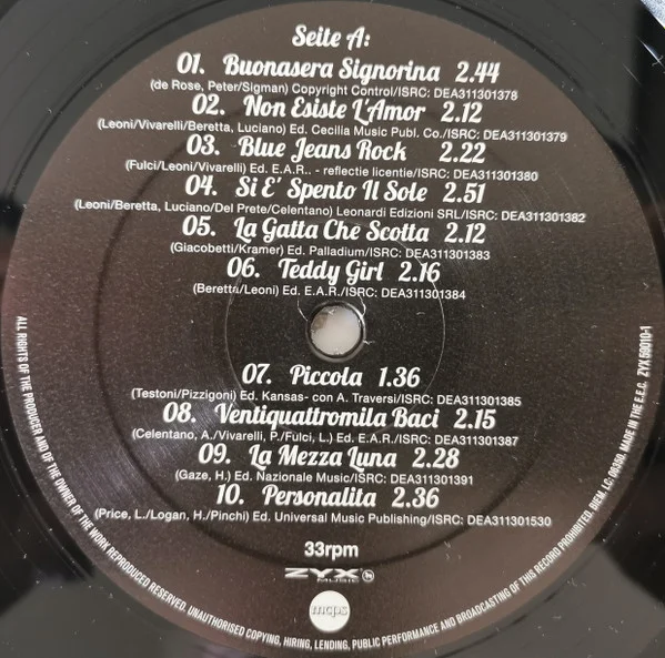 Виниловая пластинка Adriano Celentano – Golden Hits LP - рис.2