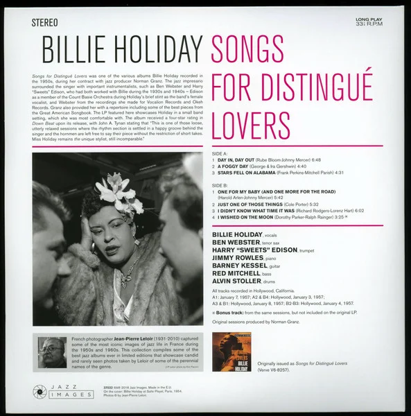 Виниловая пластинка Billie Holiday – Songs For Distingue Lovers (Jazz Images) LP - рис.1