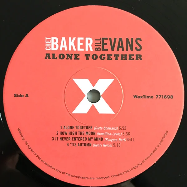 Пластинка Chet Baker & Bill Evans – Alone Together LP - рис.2