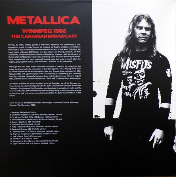 Виниловая пластинка Metallica - Winnipeg 1986 The Canadia Broadcast - рис.3