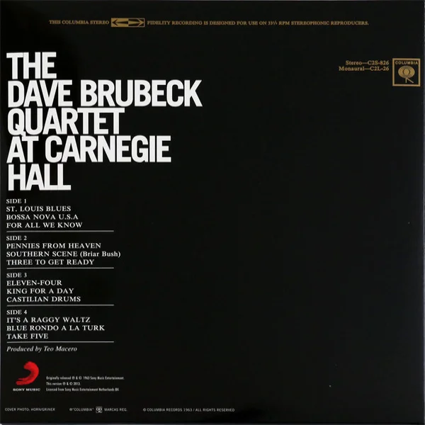 Виниловая пластинка The Dave Brubeck Quartet - At Carnegie Hall (Analogue) - 2LP - рис.3
