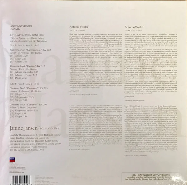 Виниловая пластинка Janine Jansen, Vivaldi – The Four Seasons LP - рис.1