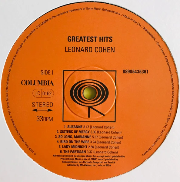 Виниловая пластинка Leonard Cohen Greatest Hits LP - рис.2