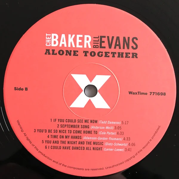 Пластинка Chet Baker & Bill Evans – Alone Together LP - рис.3