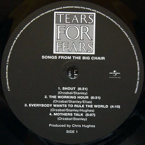 Виниловая пластинка Tears For Fears - Songs From The Big Chair - рис.2