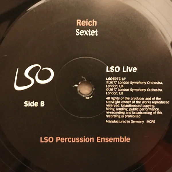 Виниловая пластинка Steve Reich; LSO Percussion Ensemble - Sextet | Clapping Music | Music For Pieces Of Wood - рис.3