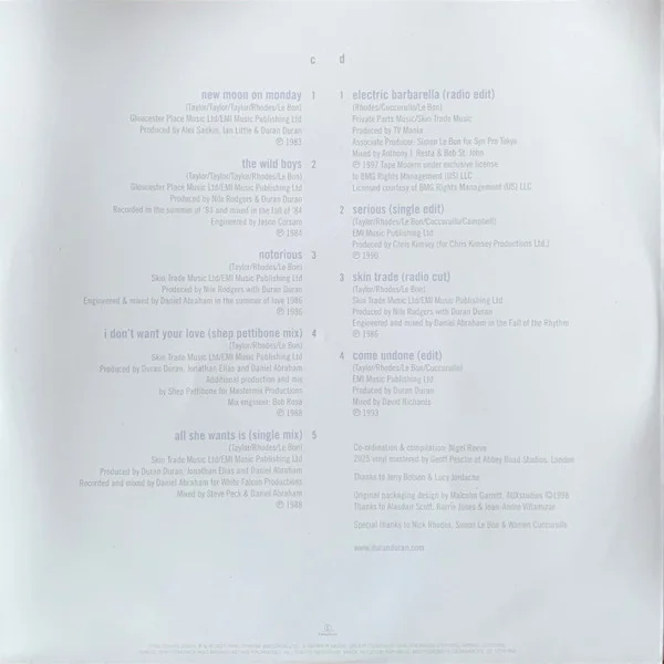 Виниловая пластинка Duran Duran - Greatest - 2LP - рис.6