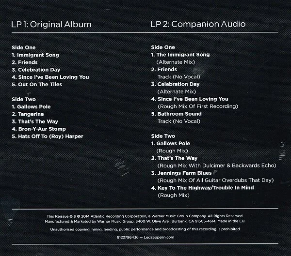 Виниловая пластинка Led Zeppelin - Led Zeppelin III - 2LP - рис.12