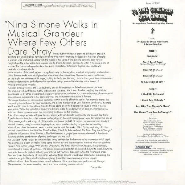 Виниловая пластинка Nina Simone - To Love Somebody LP - рис.1