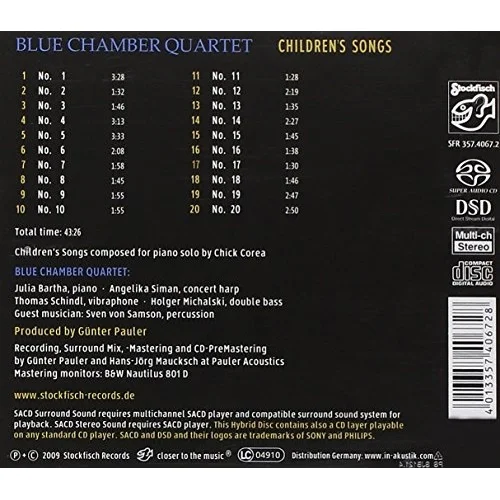 CD-диск Blue Chamber Quartet - Childrens Songs SACD - рис.1