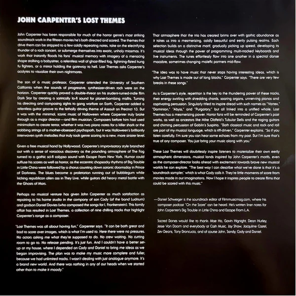 Виниловая пластинка John Carpenter – Lost Themes - Cloured LP - рис.4