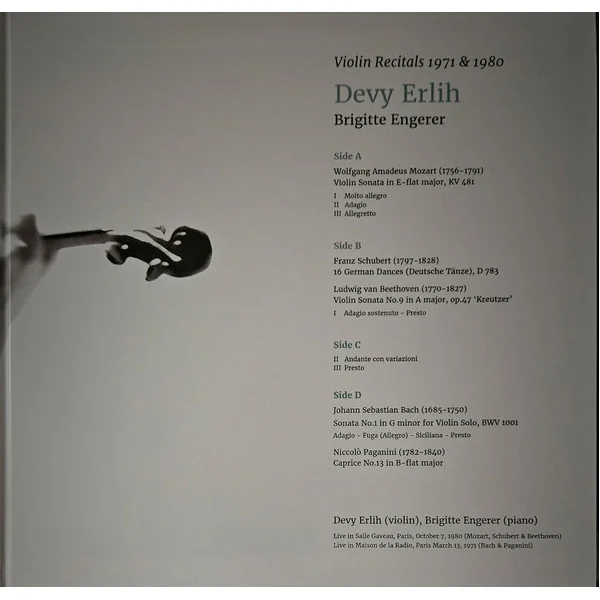 Виниловая пластинка Devy Erlih - Violin Recitals 1971 & 1980 LP - рис.6