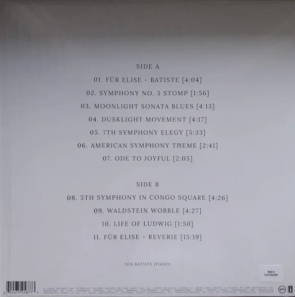 Виниловая пластинка Jon Batiste – Beethoven Blues - Batiste Piano Series, Vol. 1 LP - рис.3