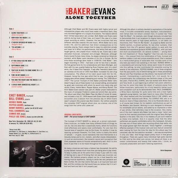 Пластинка Chet Baker & Bill Evans – Alone Together LP - рис.1