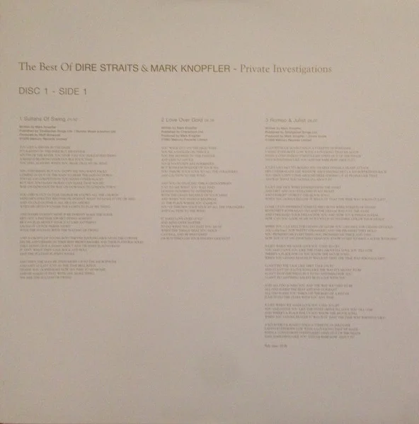 Виниловая пластинка Dire Straits & Mark Knopfler – Private Investigations (The Best Of) - 2LP - рис.11