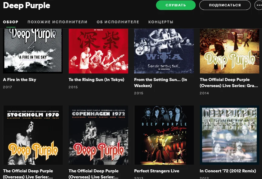Deep Purple в российском Spotify