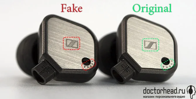 внешний вид подделки и оригинала sennheiser ie 80 в обзоре doctorhead.ru