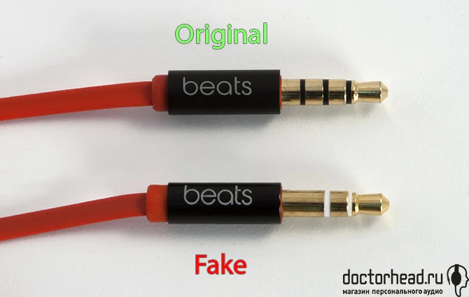 штекер подделки и оригинала Beats by dr. Dre urBeats в обзоре doctorhead.ru