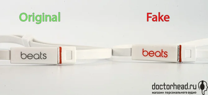 надписи подделки и оригинала Beats by dr. Dre Tour в обзоре doctorhead.ru