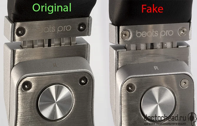 гравировка оригинала и подделки Beats by Dr. Dre PRO в обзоре doctorhead.ru