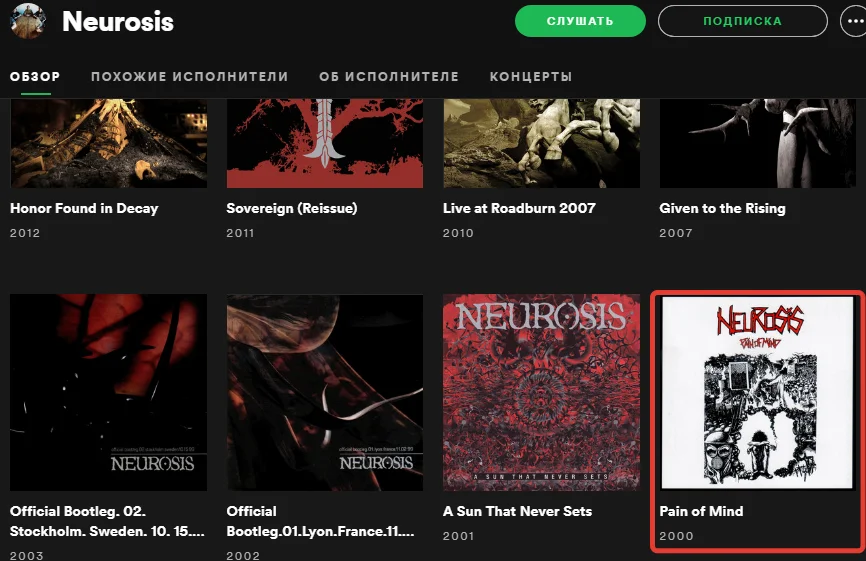 Neurosis в российском Spotify
