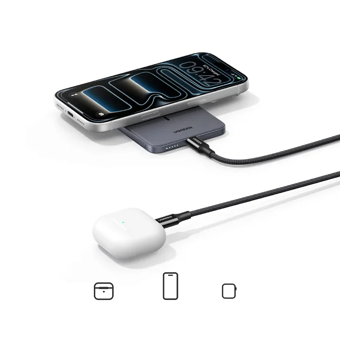 Внешний аккумулятор Ugreen PB580 MagFlow Air Ultra-Slim 5000mAh White - рис.4