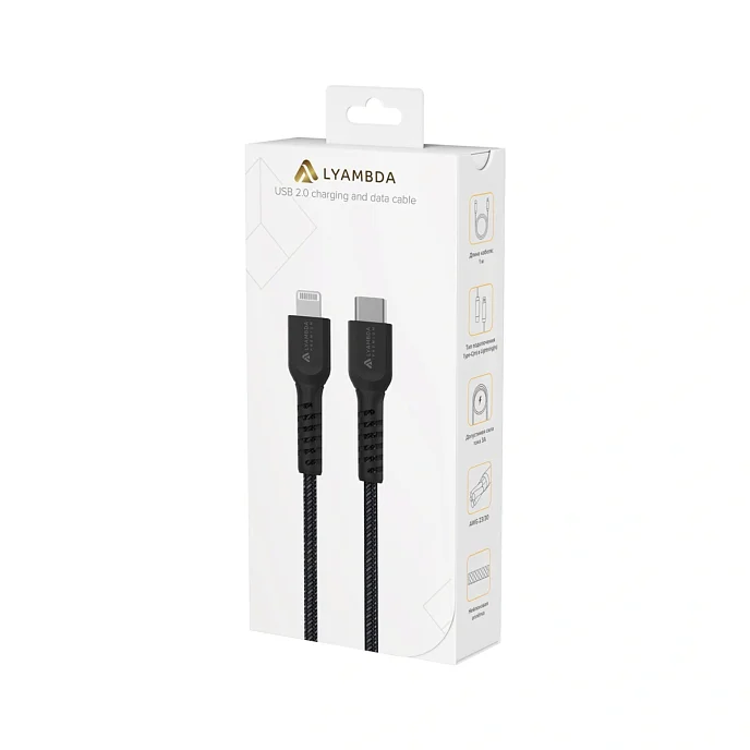 Кабель Lyambda LCLm10 USB Type-C/Lightning Black - рис.5