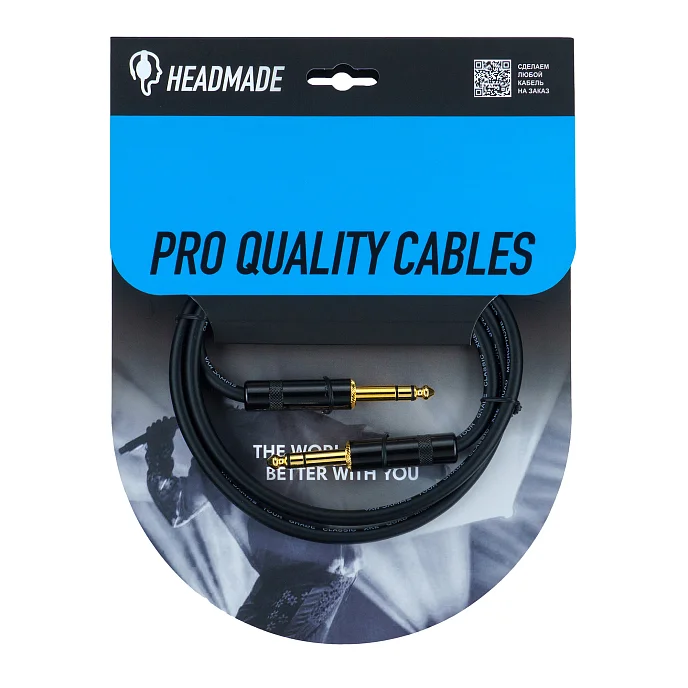 Кабель HeadMade Pro 6.3mm - 6.3mm Black 1m - рис.0