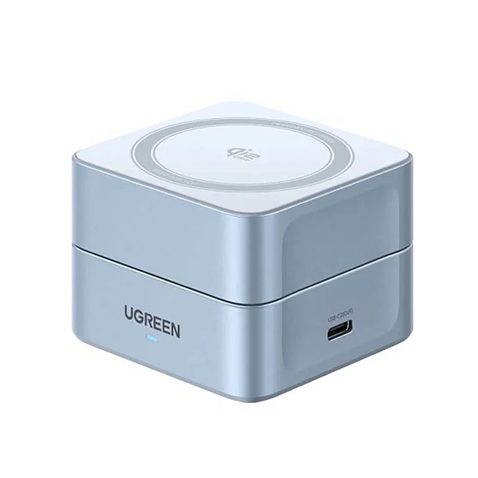 Беспроводная зарядка UGREEN W752 Magnetic 25W Wireless QI2.2 Silvery Blue - рис.1