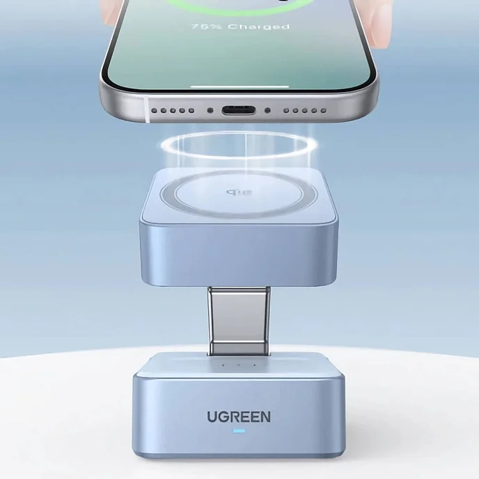 Беспроводная зарядка UGREEN W752 Magnetic 25W Wireless QI2.2 Silvery Blue - рис.4