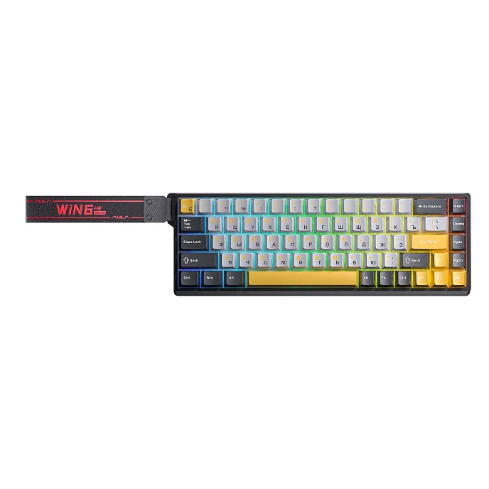Клавиатура AULA WIN68HE MAX Dark Gray Yellow - рис.0