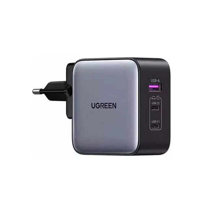 Сетевое зарядное устройство Ugreen CD296 65W USB-A + USB-C GaN Grey - рис.1