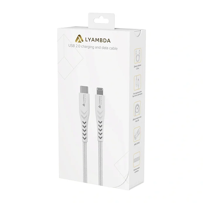 Кабель Lyambda LCLm25 USB Type-C/Lightning White - рис.5