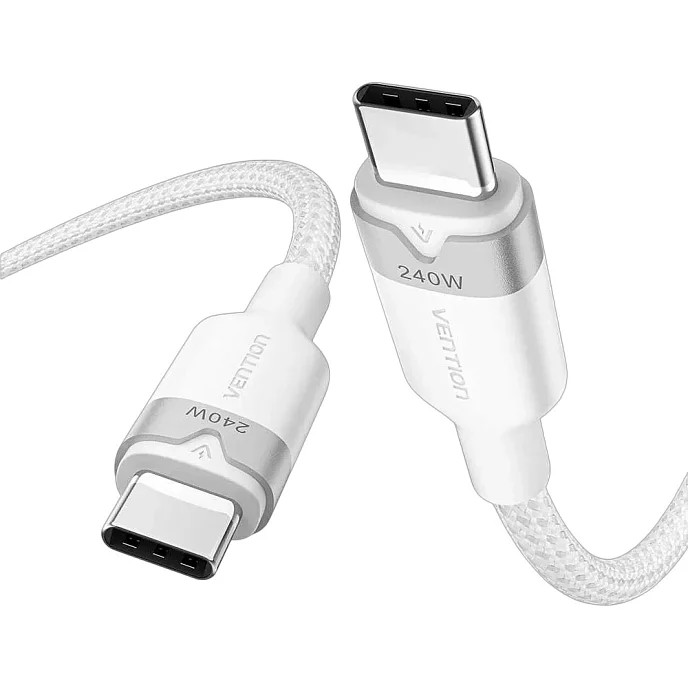 Кабель Vention USB 2.0 USB-C - USB-C 5А PD240W White 2m - рис.1