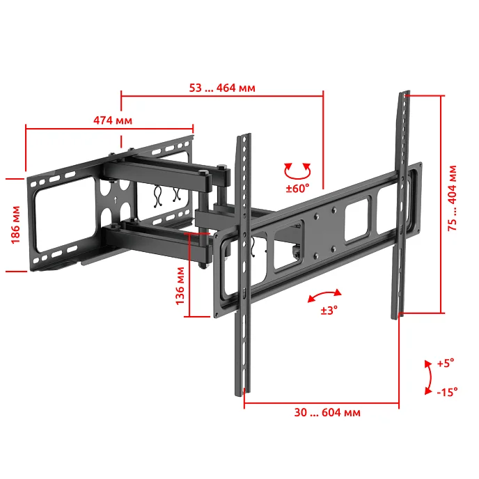 Кронштейн для монитора Uniteki FM1662B Black - рис.3