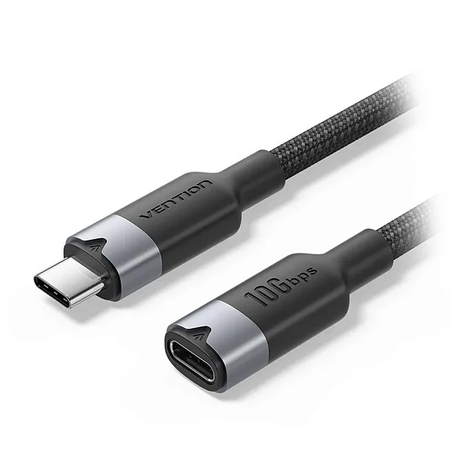Кабель Vention USB 3.2 Gen2 USB-C - USB-C Female 5А PD100W Black 1m - рис.0