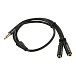 Кабель Vention 3.5mm Male 4pin - 2x3.5mm Female Black 0.3m - рис.1