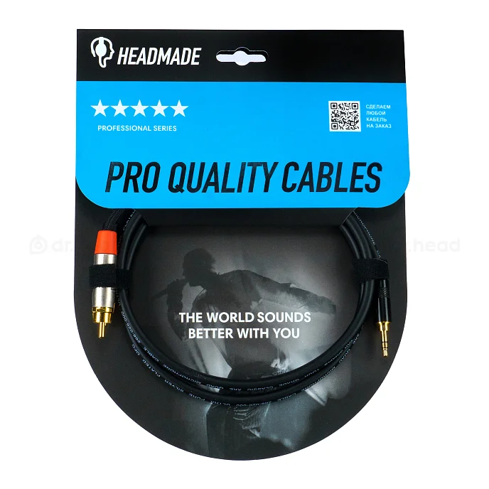 Кабель HeadMade Pro 2RCA - 3.5mm Black 1m - рис.0